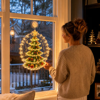 🎅🎄Lighted Christmas Window Decoration with Suction Cup | Warm LED Window Light & Multiple Festive Styles ✨