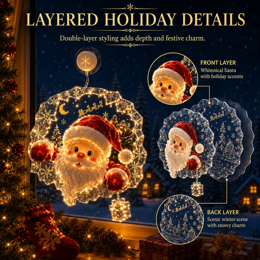 🎅🎄Lighted Christmas Window Decoration with Suction Cup | Warm LED Window Light & Multiple Festive Styles ✨