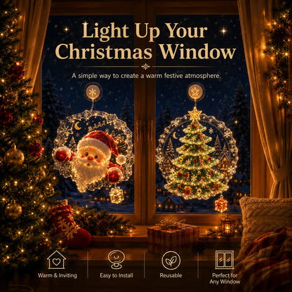 🎅🎄Lighted Christmas Window Decoration with Suction Cup | Warm LED Window Light & Multiple Festive Styles ✨