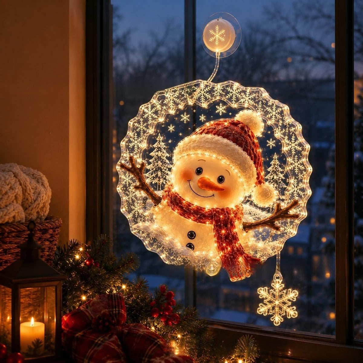 🎅🎄Lighted Christmas Window Decoration with Suction Cup | Warm LED Window Light & Multiple Festive Styles ✨