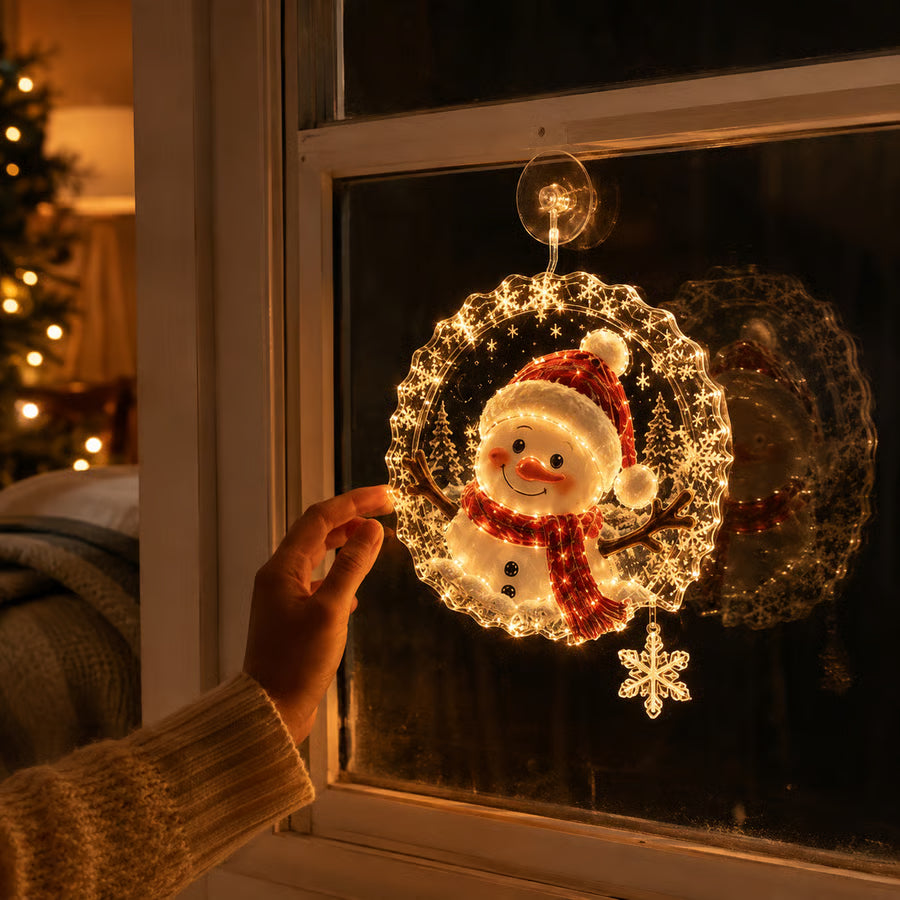 🎅🎄Lighted Christmas Window Decoration with Suction Cup | Warm LED Window Light & Multiple Festive Styles ✨