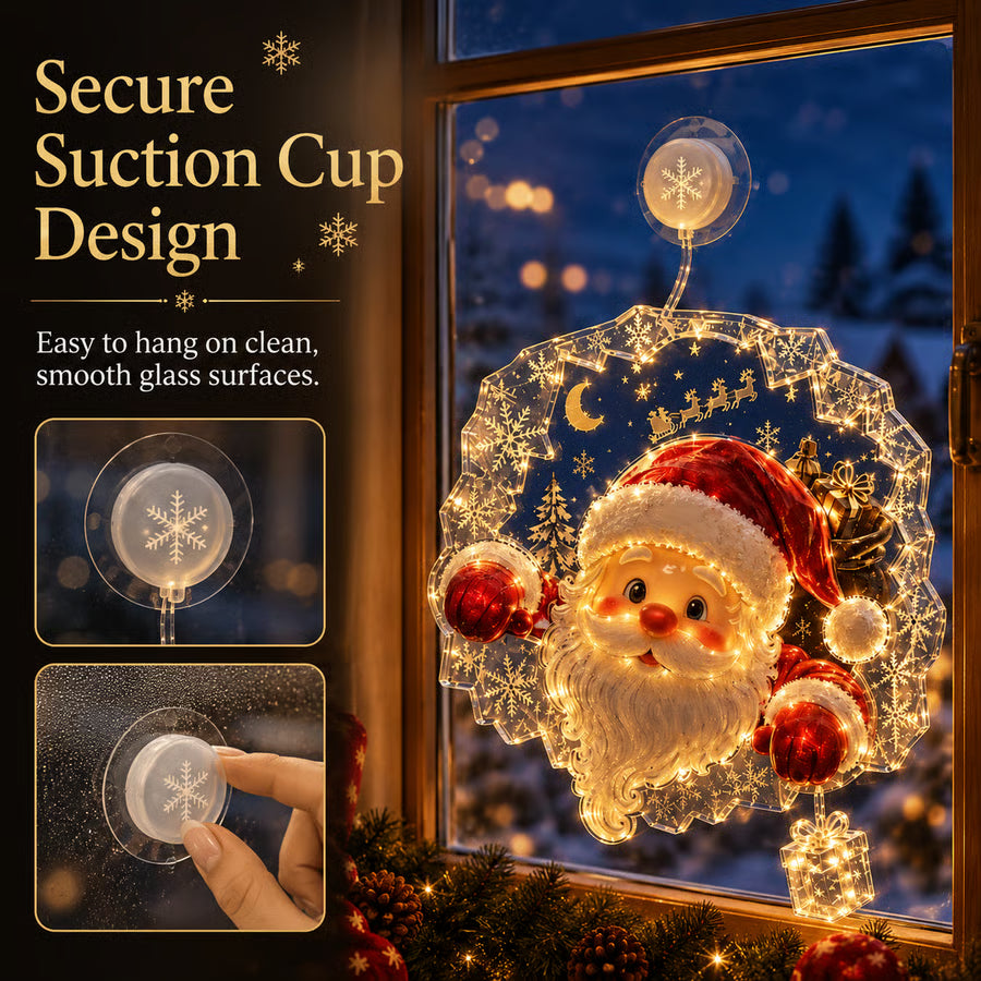 🎅🎄Lighted Christmas Window Decoration with Suction Cup | Warm LED Window Light & Multiple Festive Styles ✨